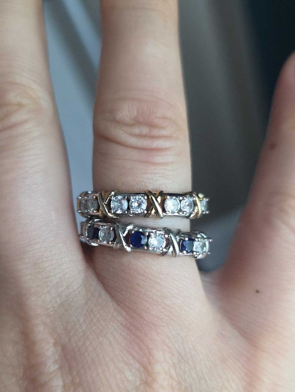 Vintage-Inspired Crystal and Sapphire  Rings - Gold & Silver S-8